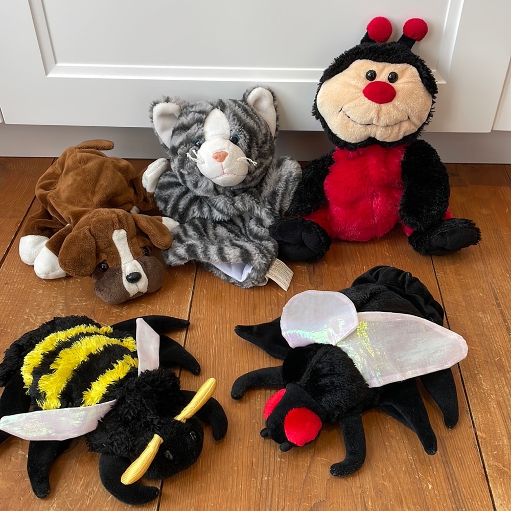 Hand Puppets, Caltoy, Kellytoy, Dream, Bugs, dog, cat